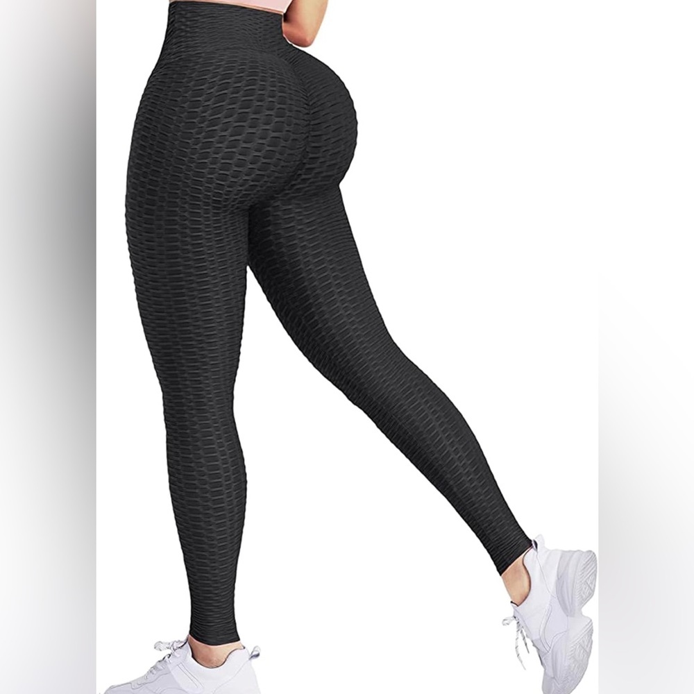 NWT Women’s Plus Size Black Brazilian Butt Lifting Honey Comb Leggings